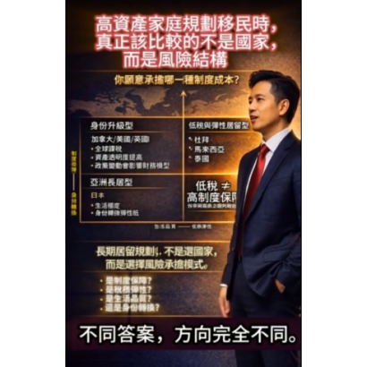 《高資產家庭規劃移民時，真正該比較的不是國家，而是風險結構》